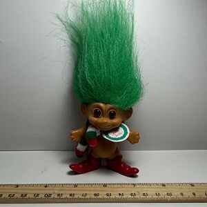 Vintage Russ Green-Haired Troll Doll Christmas. Adorable
